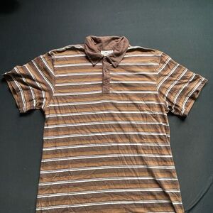 Steve & Barry's Brown and White Striped Polo Shirt